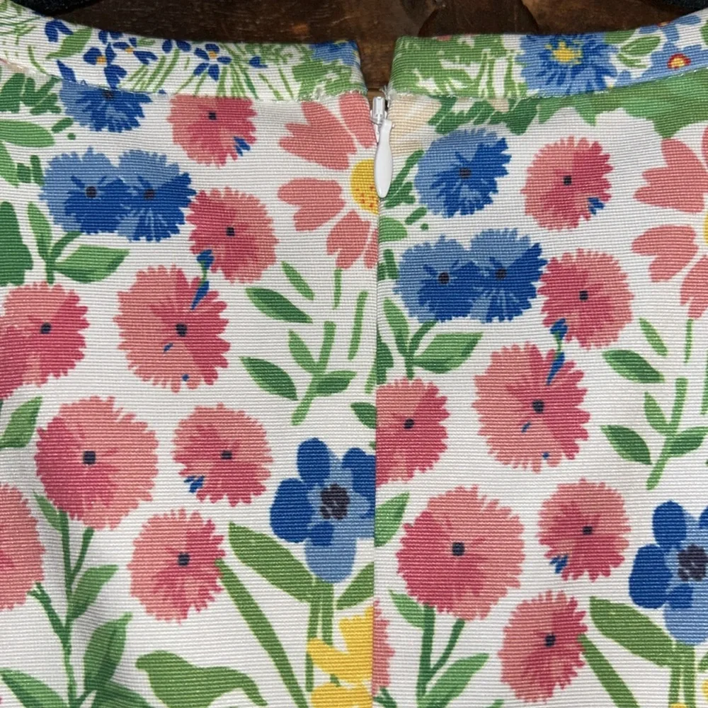 MOLLY MOORKAMP Sz 12 gorgeous 100% cotton faille floral shift back zip dress_8